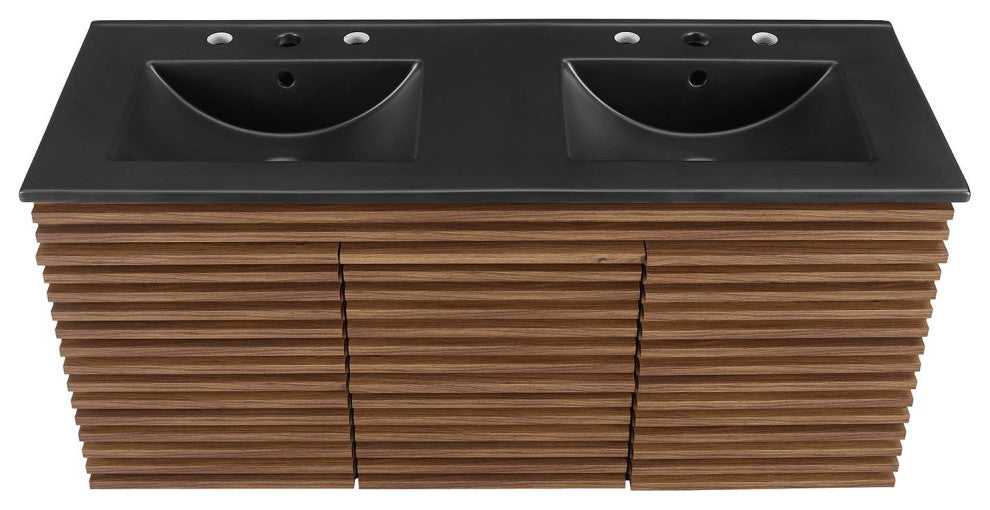 Render 48" Wall-Mount Bathroom Vanity, Walnut Black