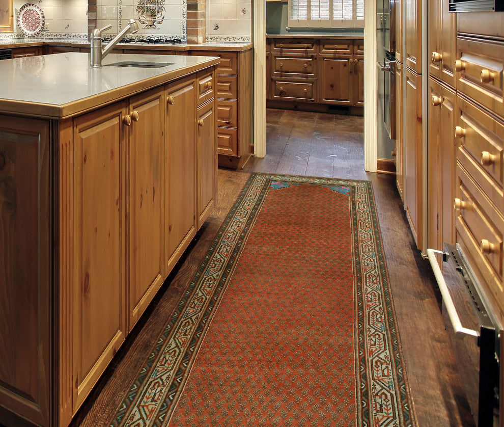 Fine Vintage Distressed Niloufar Rust/Beige Runner, 3'3x10'0