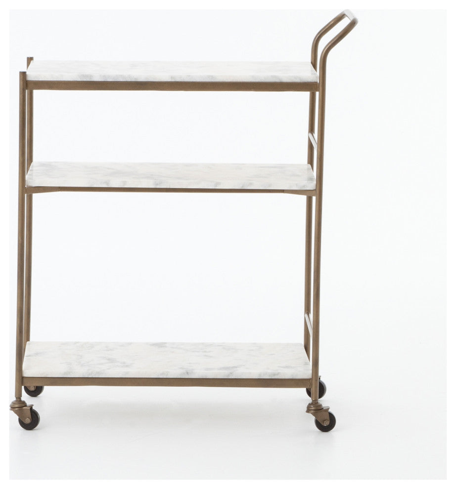 Felix Rectangular Bar Cart-Antique Brass