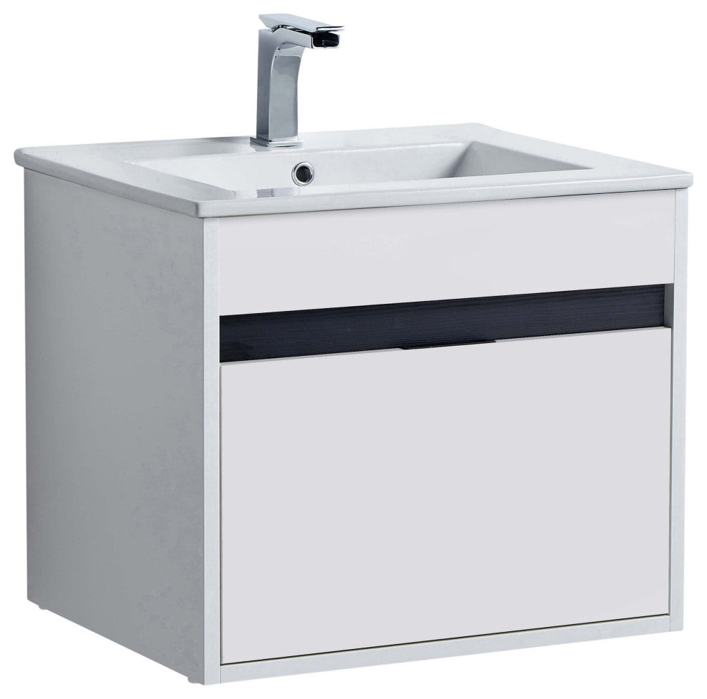 Alpine Wall Mount Bathroom Vanity and Sink, White Matte, 20"