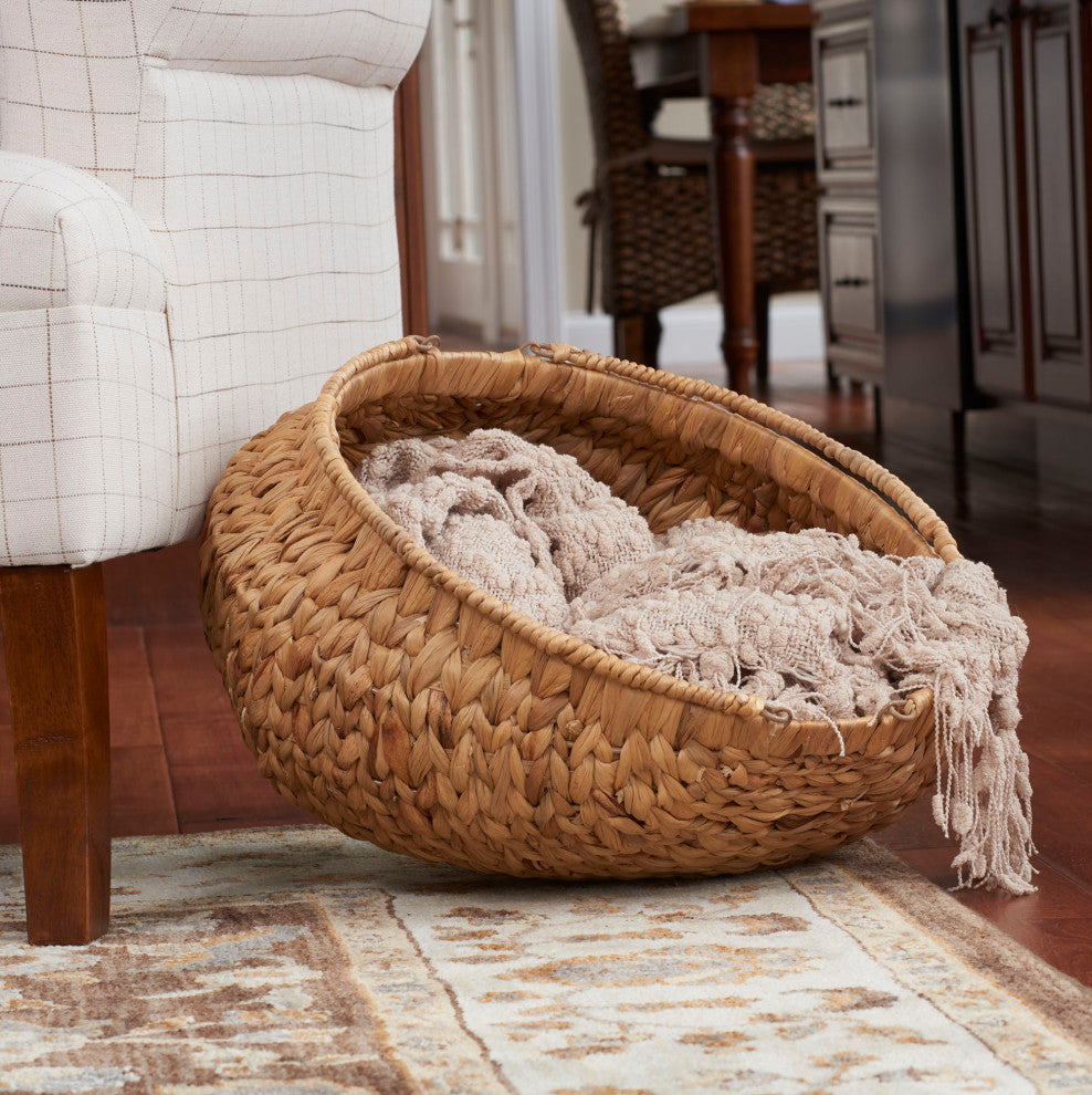 Round Woven Basket With Handles