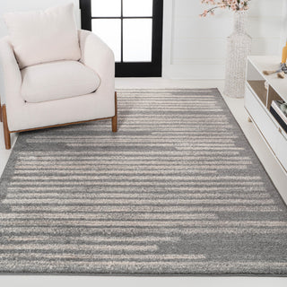 Khalil Modern Berber Stripe Gray/Cream 8 ft. x 10 ft. Area Rug