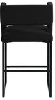Caleb Upholstered Counter Stool, Set of 2, Black, Velvet, Matte Black