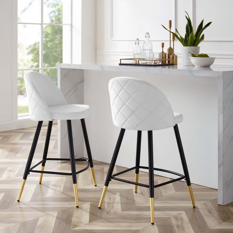 Cordial Performance Velvet Counter Stools Set of 2 White
