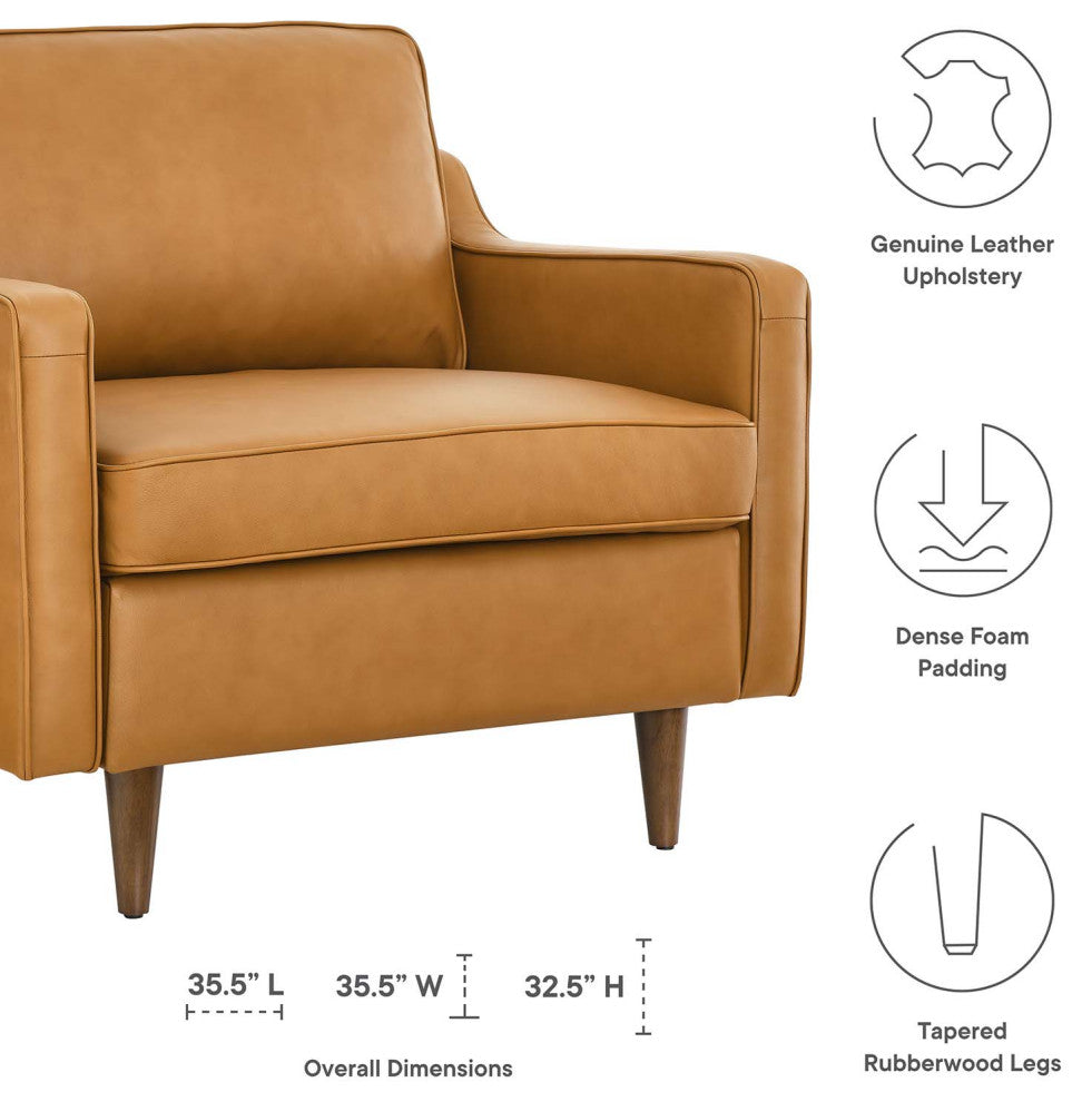 Armchair Accent Chair, Tan, Leather, French, Mid Century Hotel Lounge Cafe