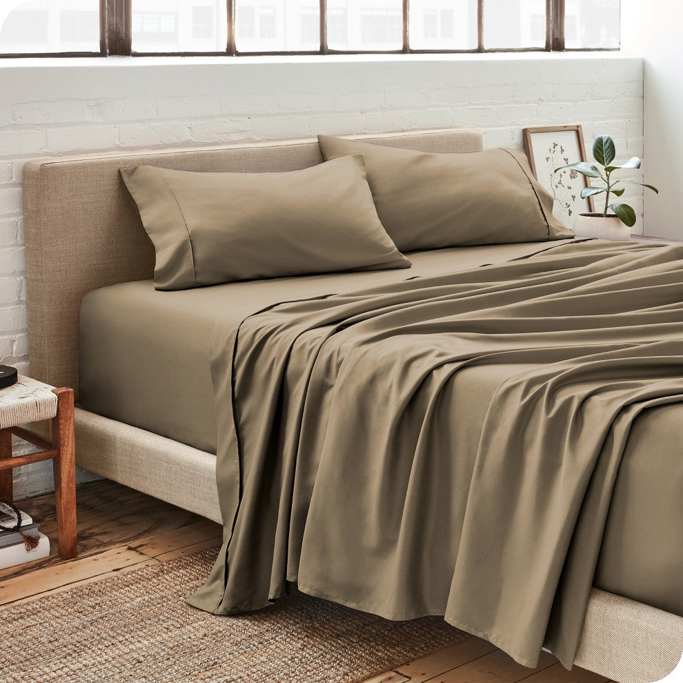 Bare Home 1800 Microfiber Sheet Set, Taupe, Queen