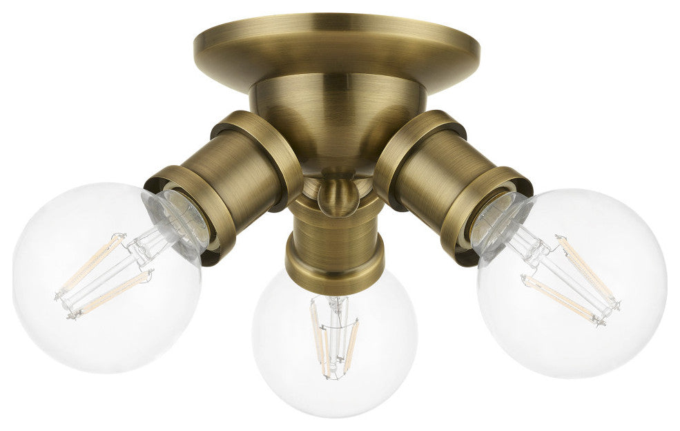 Lansdale 3 Light Antique Brass Flush Mount