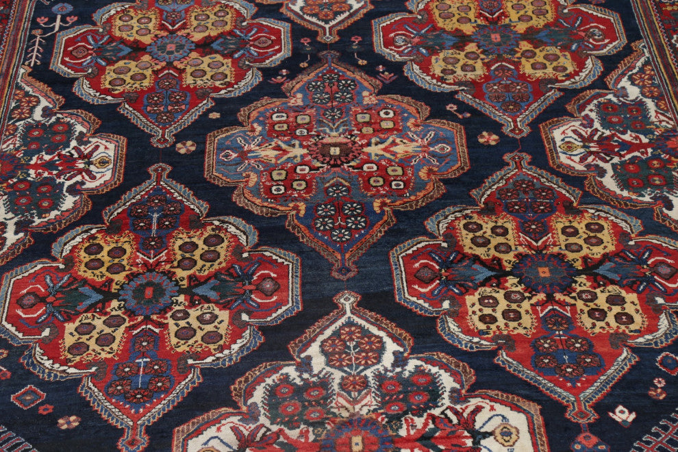 Consigned, Traditional Antique Oriental Handmade Persian Area Rug, Blue, 12x18