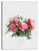 Bunch of Pink Roses Watercolor, Flower Artwork on Canvas, 30"x40"