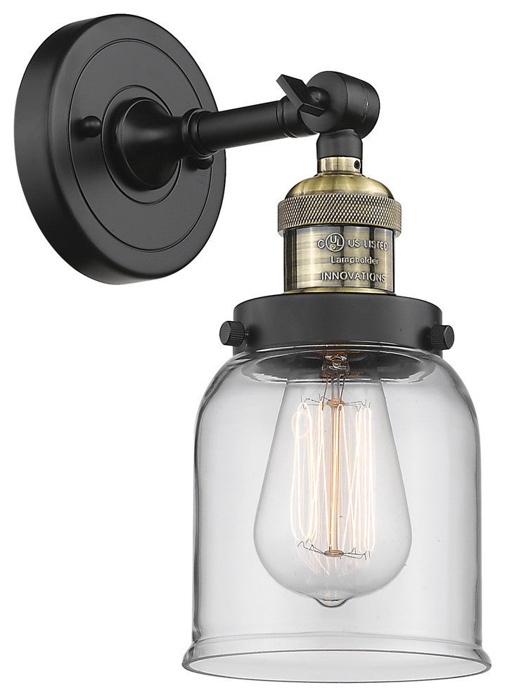 Small Bell 1-Light LED Sconce, Black Antique Brass, Glass: Clear