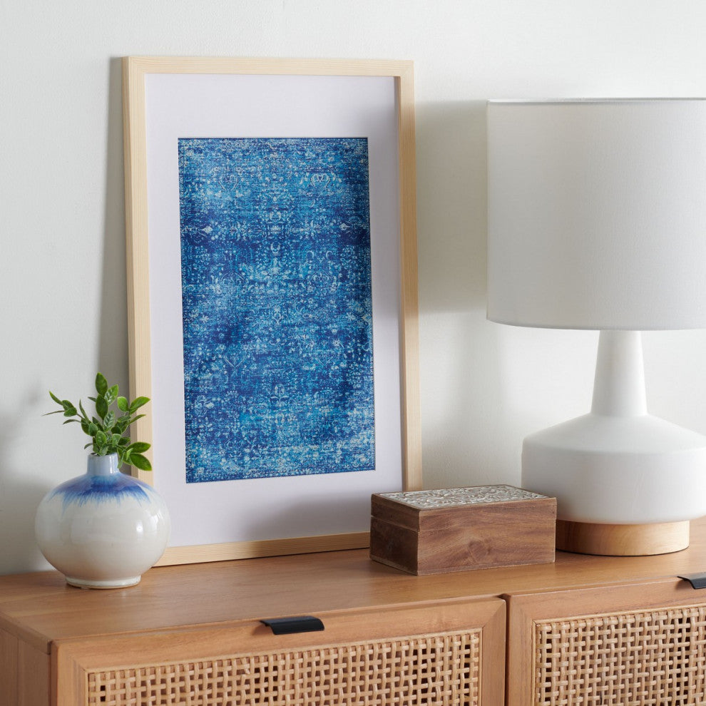Safavieh Demitri 23" Blue Framed Textile Wall Art