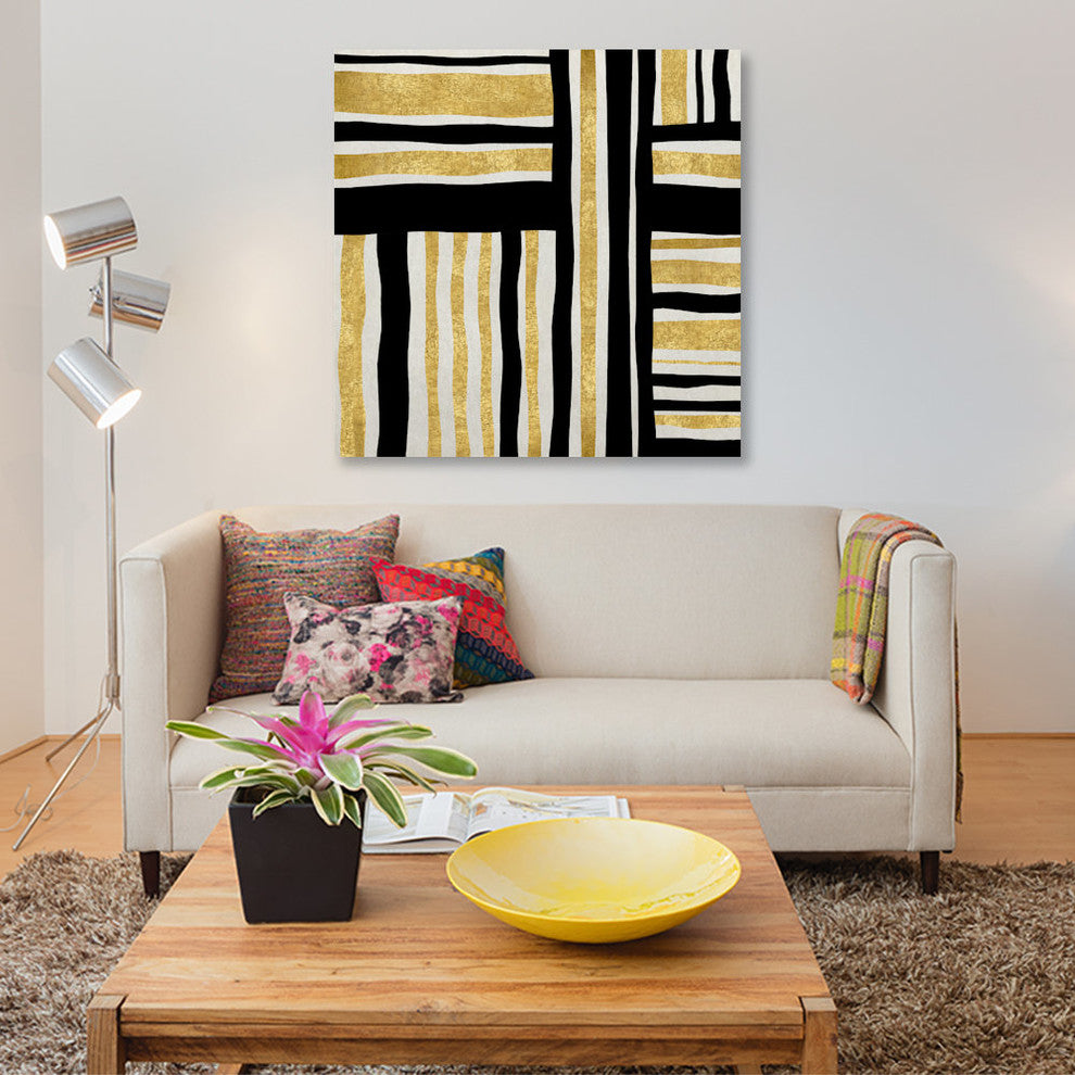 "Gilded Groove I" by Ellie Roberts, Canvas Print, 12"x12"