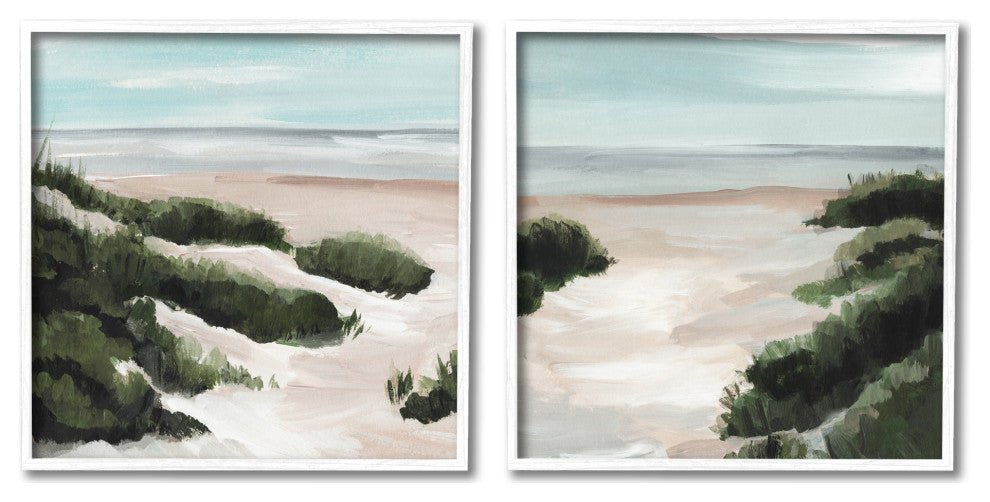 Tall Grass Sand Dunes Soft Wave Beach Landscape,2pc, each 12 x 12