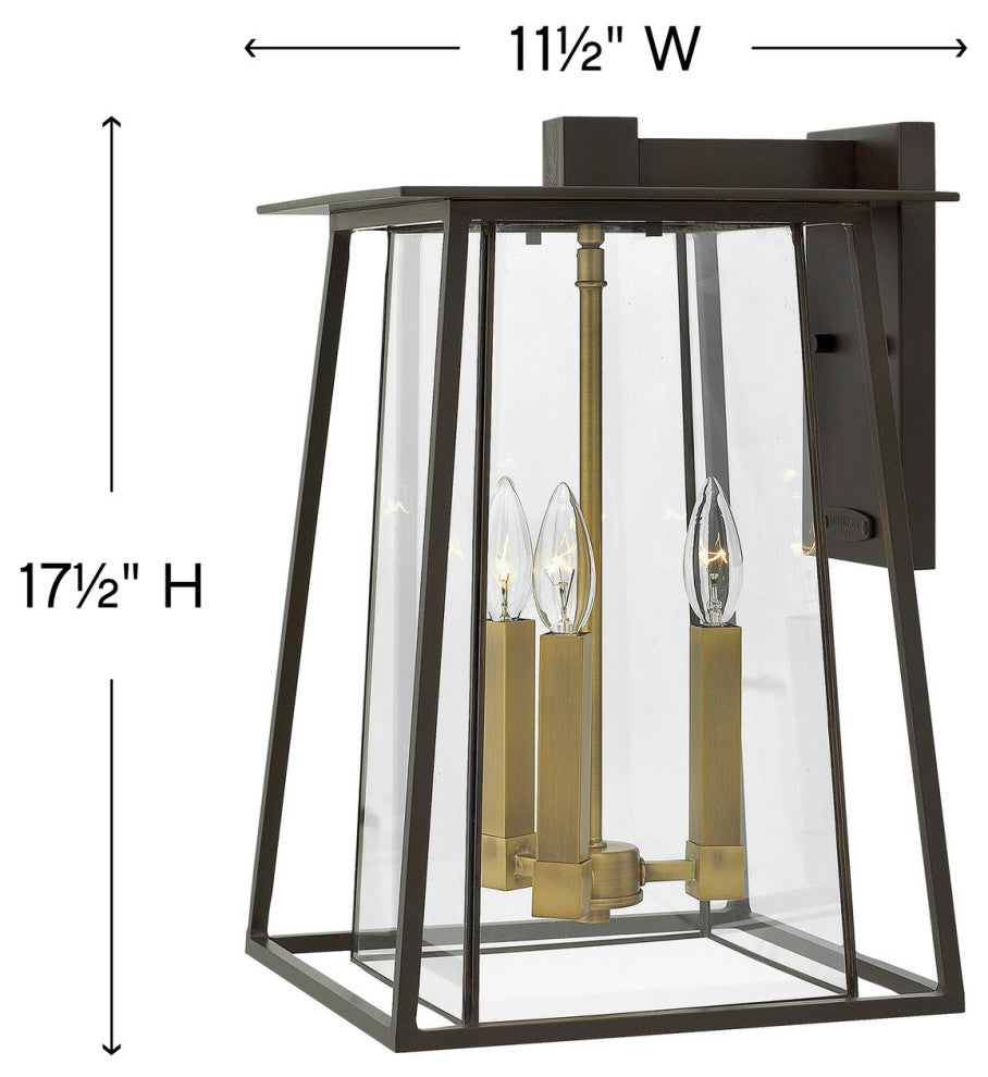 Hinkley Walker Medium Wall Mount Lantern, Buckeye Bronze