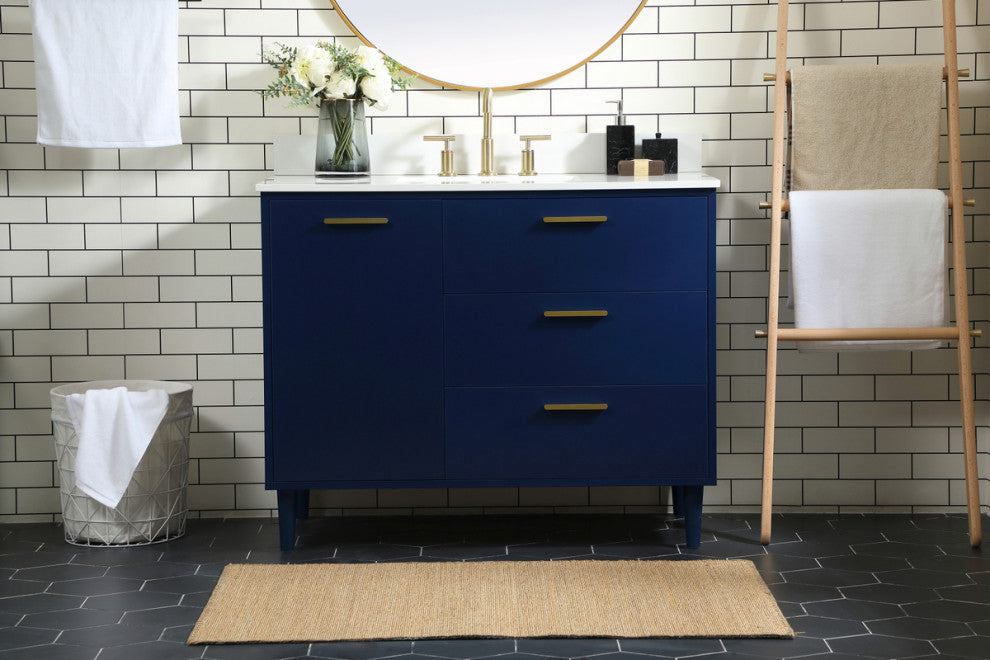 Home Living 42" Bathroom Vanity, Blue With Backsplash