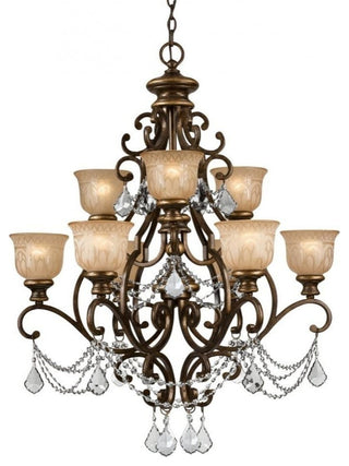 Crystorama 7509-BU-CL-MWP, 9 Light Chandelier - Bronze Umber
