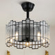 20" Modern Matte Black Ceiling Fan w Metal Frame Glass Shade