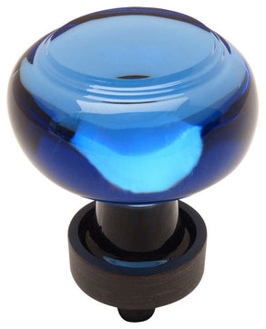 Cosmas 6355ORB-BL Oil Rubbed Bronze Cabinet Round Knob, Set of 5, Glass, Blue