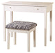 Contemporary Lift-Top Vanity with Upholstered Stool, 2 Piece, White