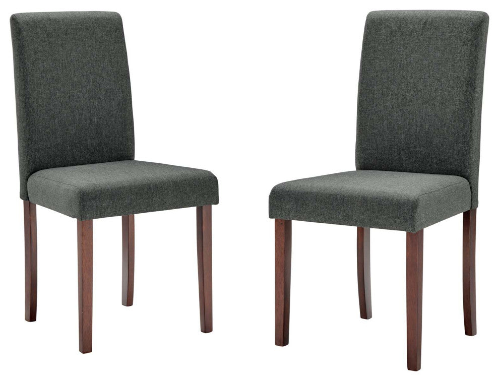 Side Dining Chair, Set of 2, Fabric, Wood, Gray, Modern, Bistro Restaurant