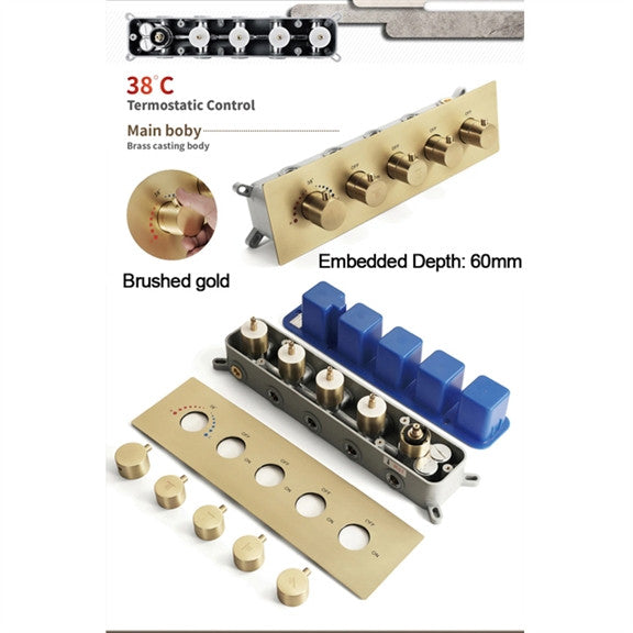 LED Musical Shower System, Hand Shower, Brushed Gold A - Remote Control Light