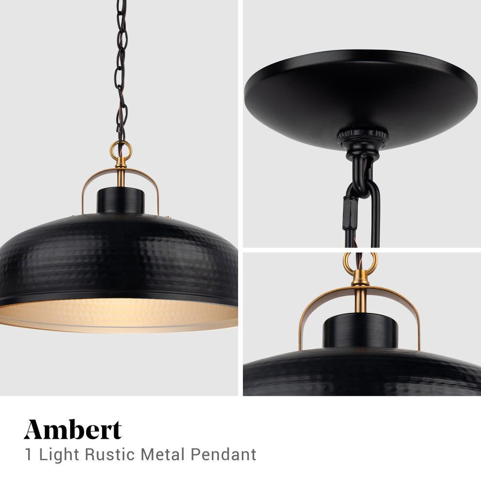 1-Light Rustic Metal Pendant