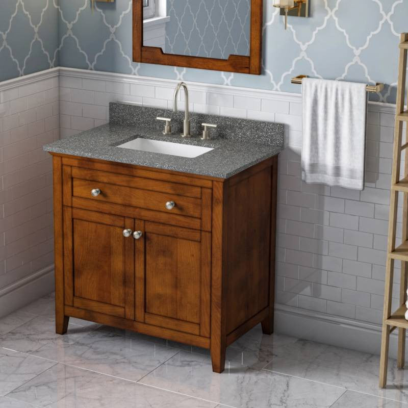 Chatham Traditional 36" Chocolate Single Sink Vanity, Boulder Cultured Marble Va