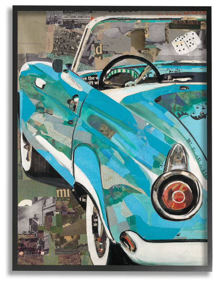 Classic Car Color and Texture Framed Giclee Texturized Art, 11x14
