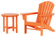 WestinTrends 2PC Outdoor Adirondack Poly Lumber Patio Chair, Side Table Set, Orange