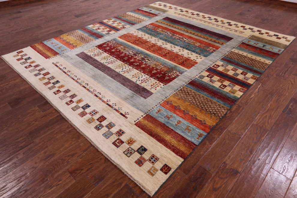 8' 3" X 9' 10" Tribal Persian Gabbeh Handmade Rug Q10583