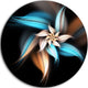 Blue Brown Digital Art Fractal Flower, Floral Disc Metal Wall Art, 11"