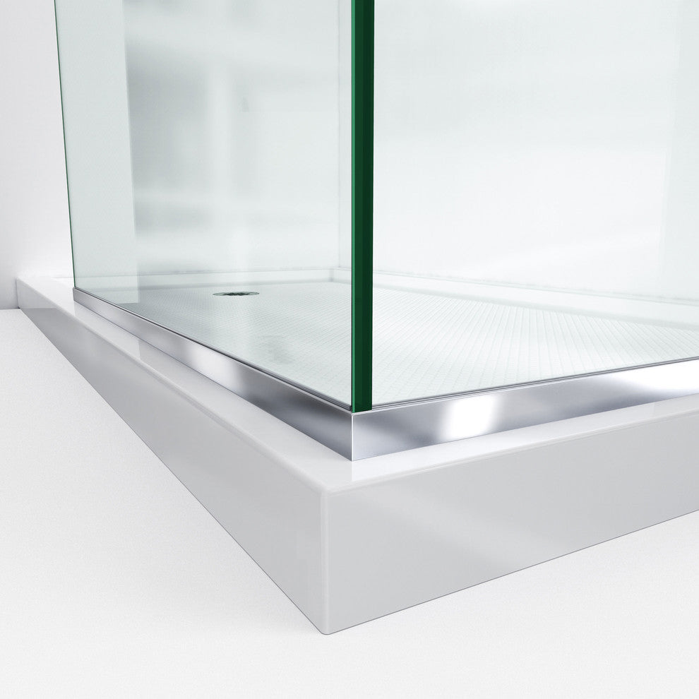 Linea Frameless Shower Door, 2-Glass Panels, 30" and 34", Chrome
