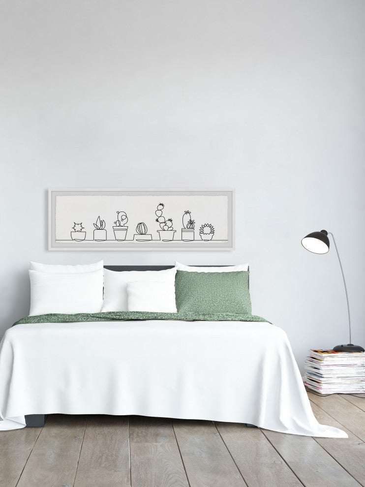 "Succulent Line Up" Framed Painting Print, 30x10