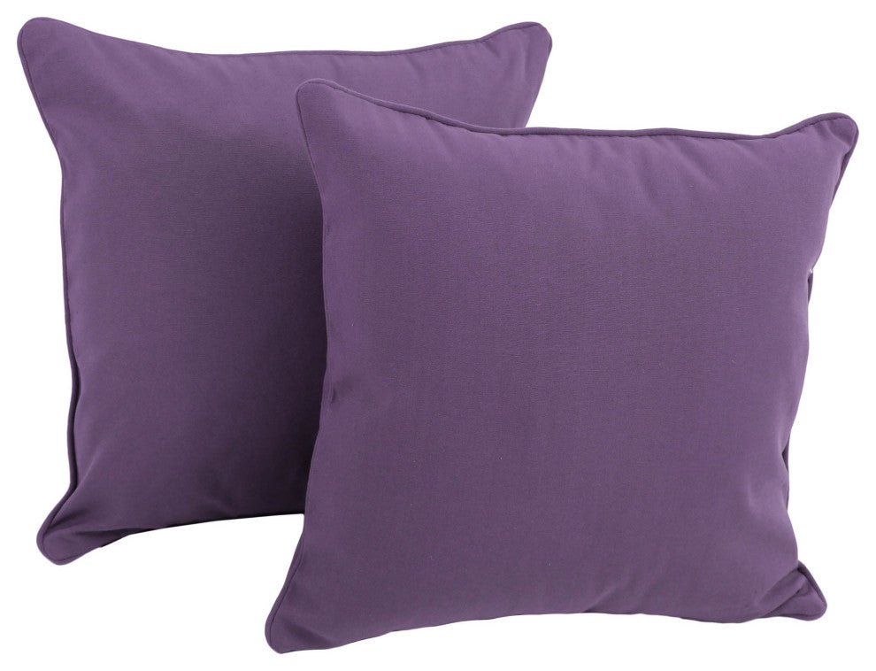 18" Double-Corded Solid Twill Square Throw Pillows With Inserts, Set of 2, Grape