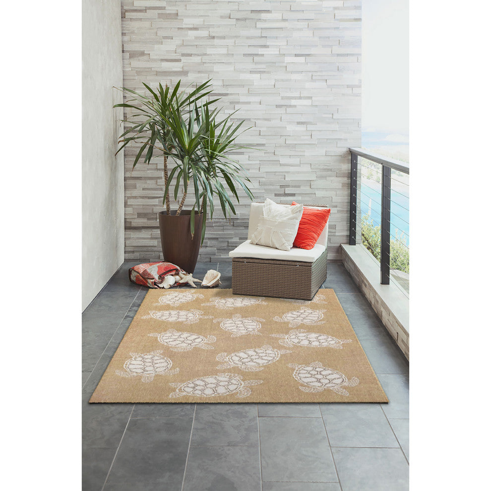 Carmel Seaturtles Indoor/Outdoor Rug, Sand, 6'6"x9'3"
