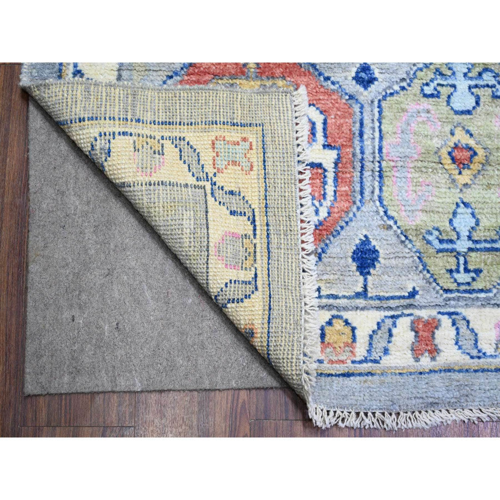 Cloud Gray Anatolian Village Inspired Wool Hand knotted Oriental Rug 10'3"x13'7"