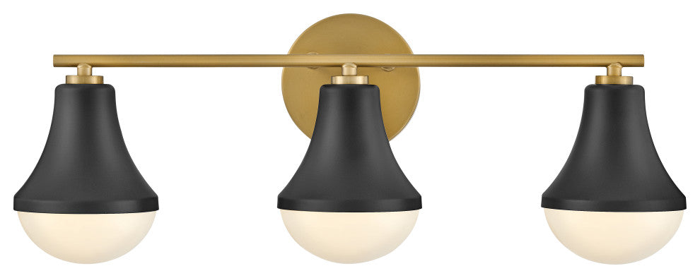 Lark Haddie 24" Modern Three-Light Bath Vanity, Black + Lacquered Brass
