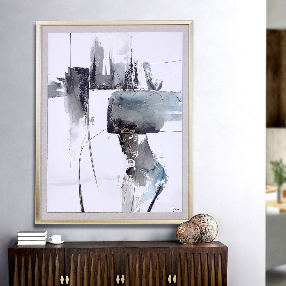 Synthesis Hand Embellished on Paper Framed Under Plexi Glass, Shadow Box