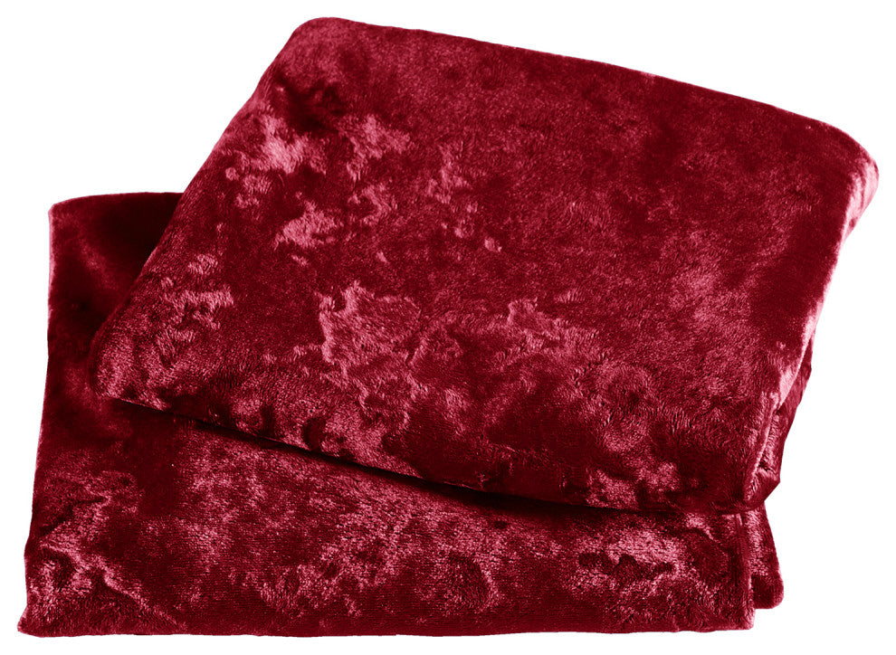 Crushed Velvet Pillow Cover 2 Piece Set, Garnet, 14" X 26"