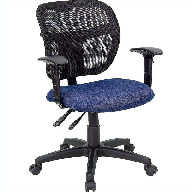 Mid-Back Navy Blue Mesh Swivel Task Chair with Adjustable Arms
