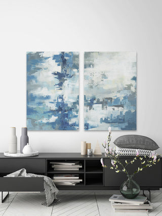 Matching Blue Hues Diptych, 60"x45"