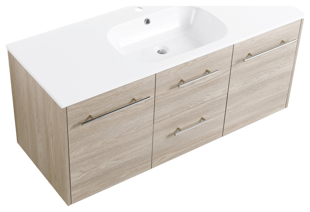 48 Inch Wall Mounted Plywood Bathroom Vanity with Gel Basin and Drawers