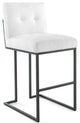 Fabric Bar Stool, Industrial Modern Barstool, Black Metal Tufted Barstool, White