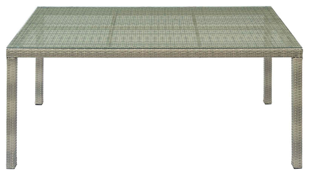 Side Dining Chair and Table Set, Rattan, Wicker, Gray Red, Modern, Outdoor