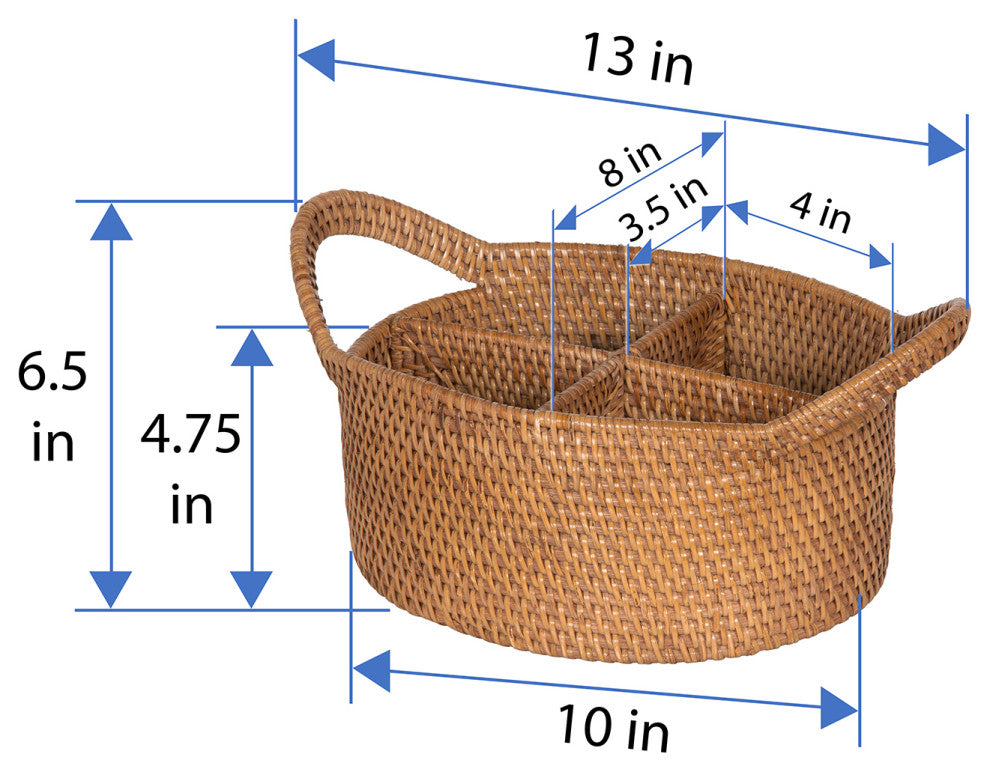 Loma Oval Rattan Utensil and Bottle Basket, Honey-Brown