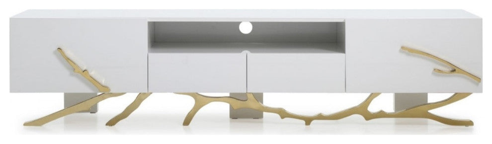Modrest Legend 87"-Wide Modern White Gold TV Stand