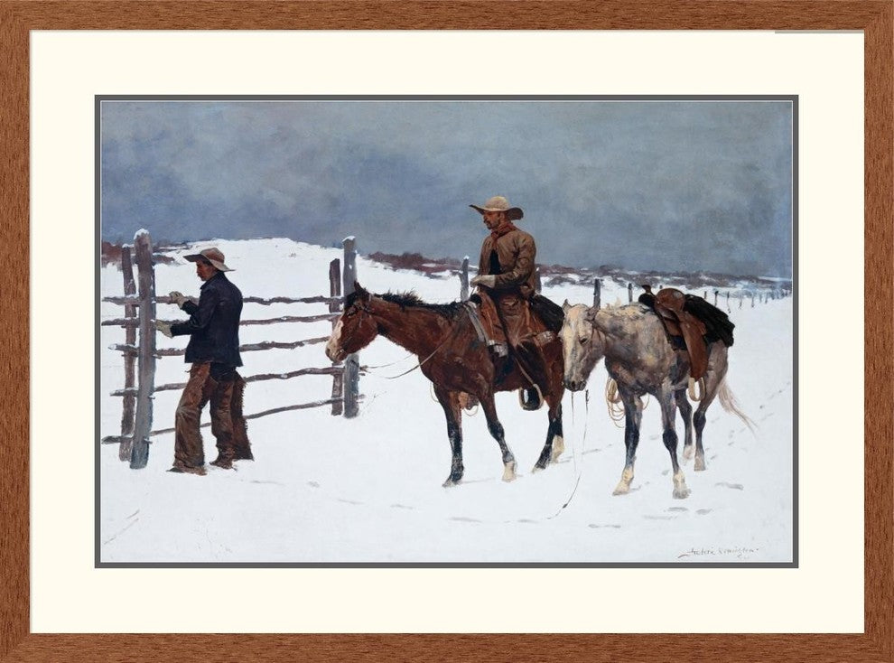 "The Fall of the Cowboy" Framed Digital Print by Frederic Remington, 39x29"