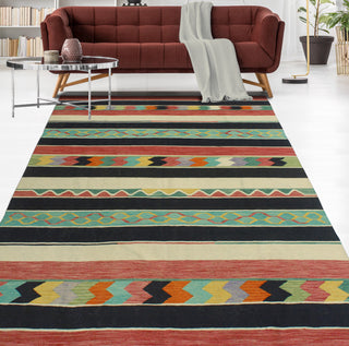 Modern Flatweave Violeta Ivory/Black Rug, 6'6x10'0