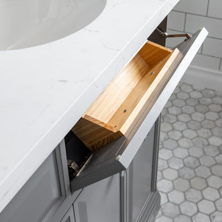 72" Palace Quartz Carrara Cashmere Gray Vanity With Chrome Hardware