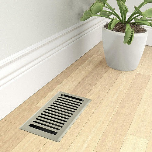 Satin Nickel Montezuma Floor Register, 6 X 10